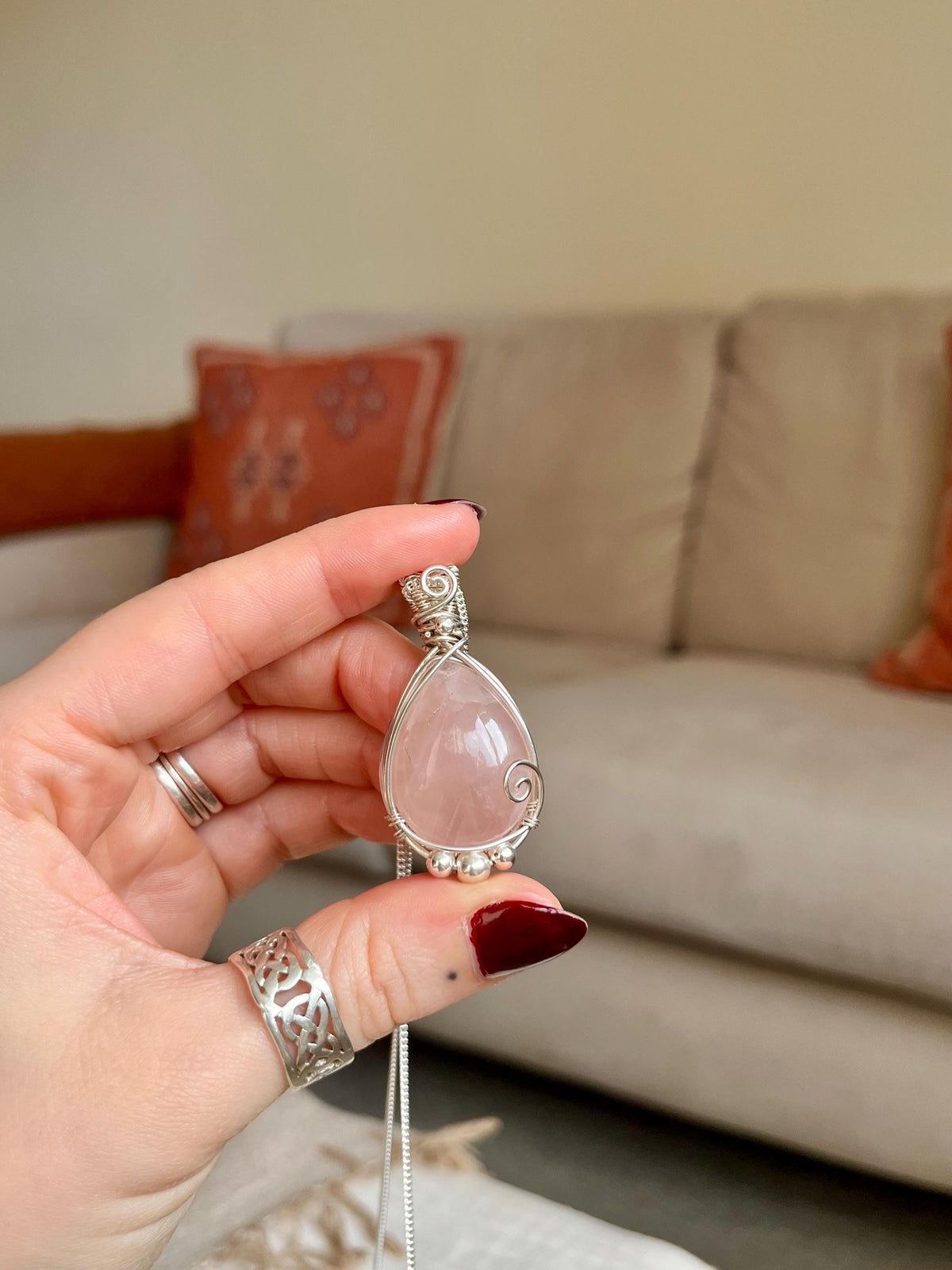 Rose Quartz Pendant Necklace