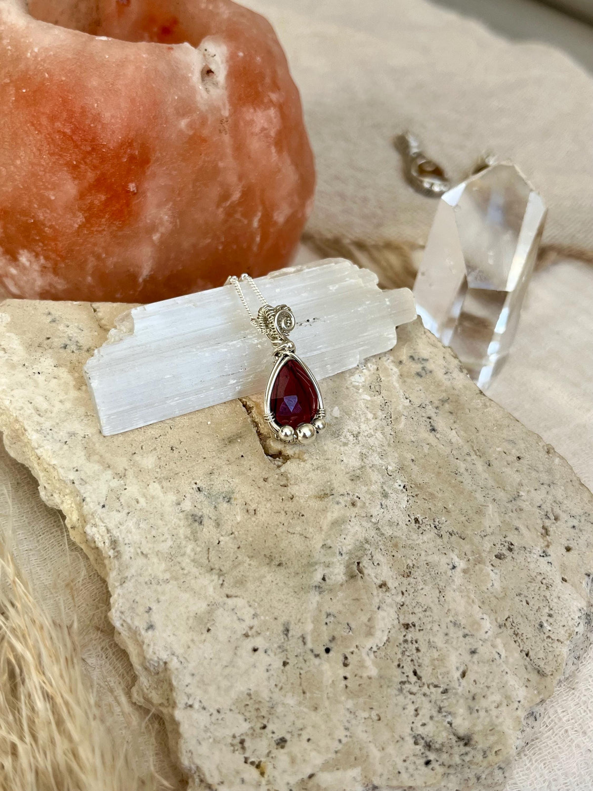 Garnet Pendant Necklace in 925 Sterling Silver