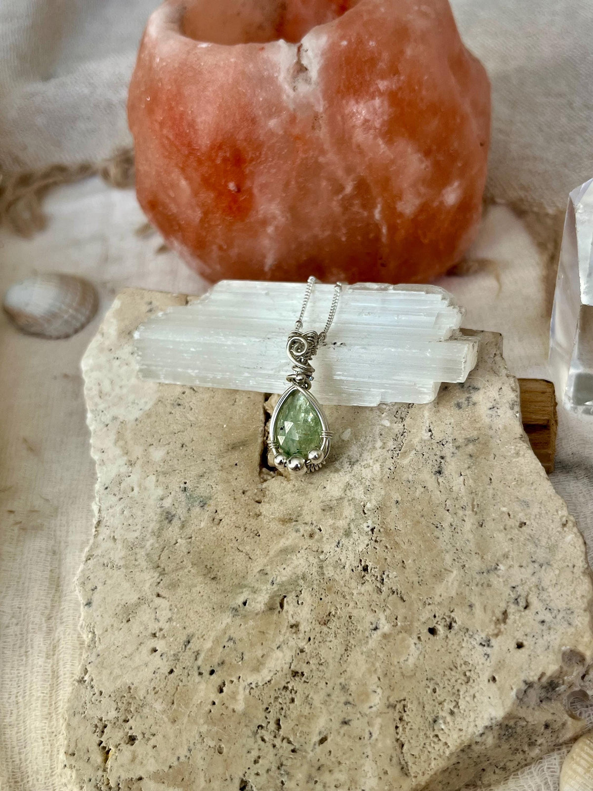 Mint Kyanite Pendant Necklace | Handmade 925 Sterling Silver