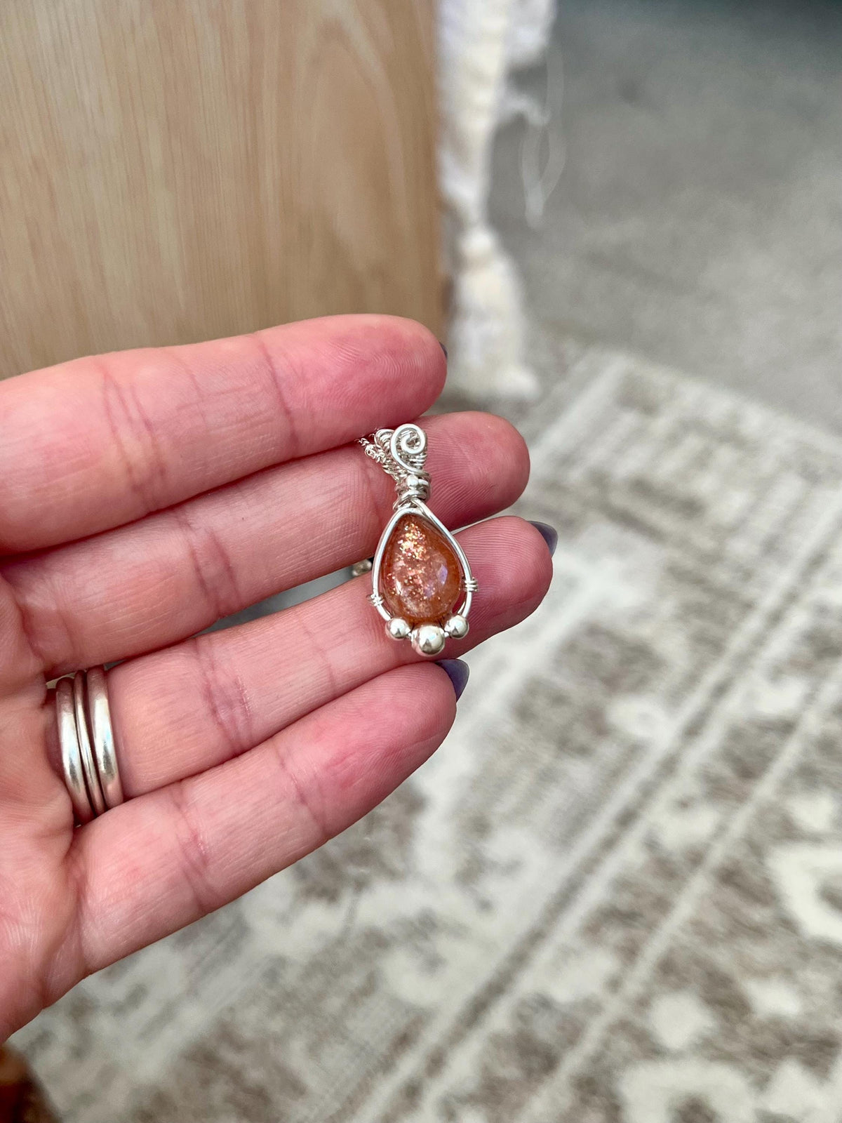 Sunstone Pendant Necklace | Handmade 925 Sterling Silver