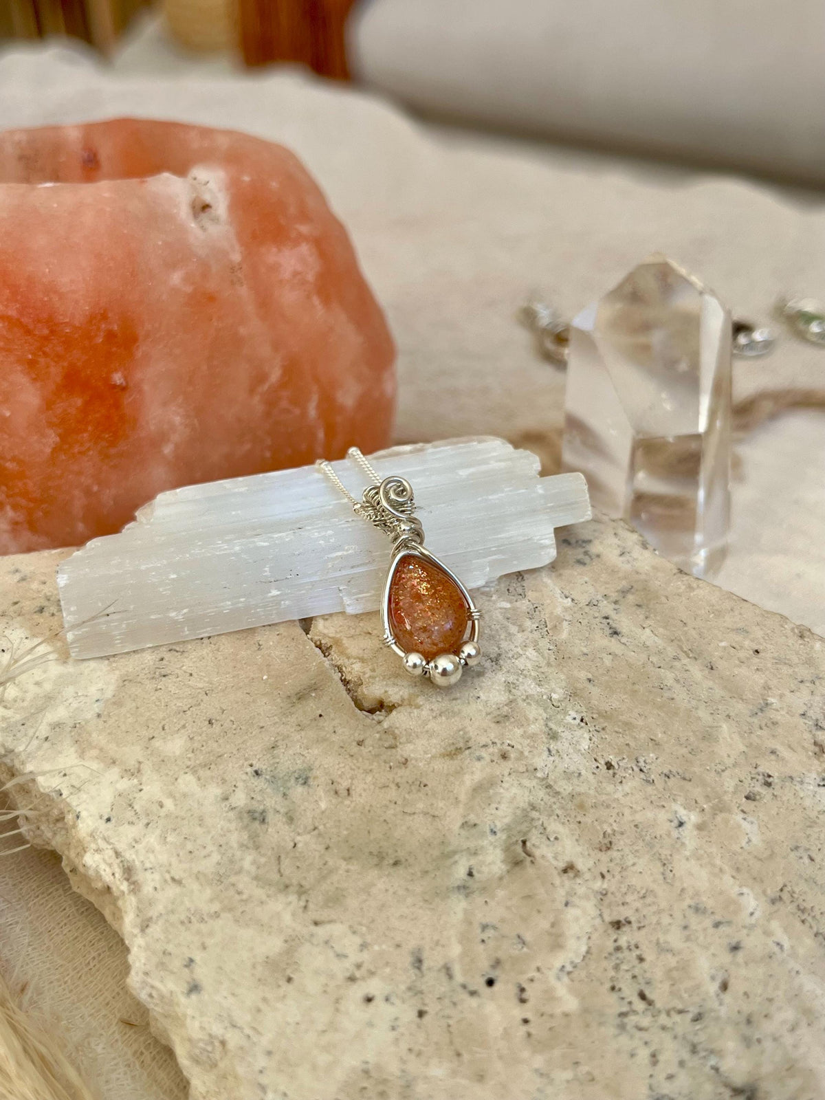 Sunstone Pendant Necklace | Handmade 925 Sterling Silver