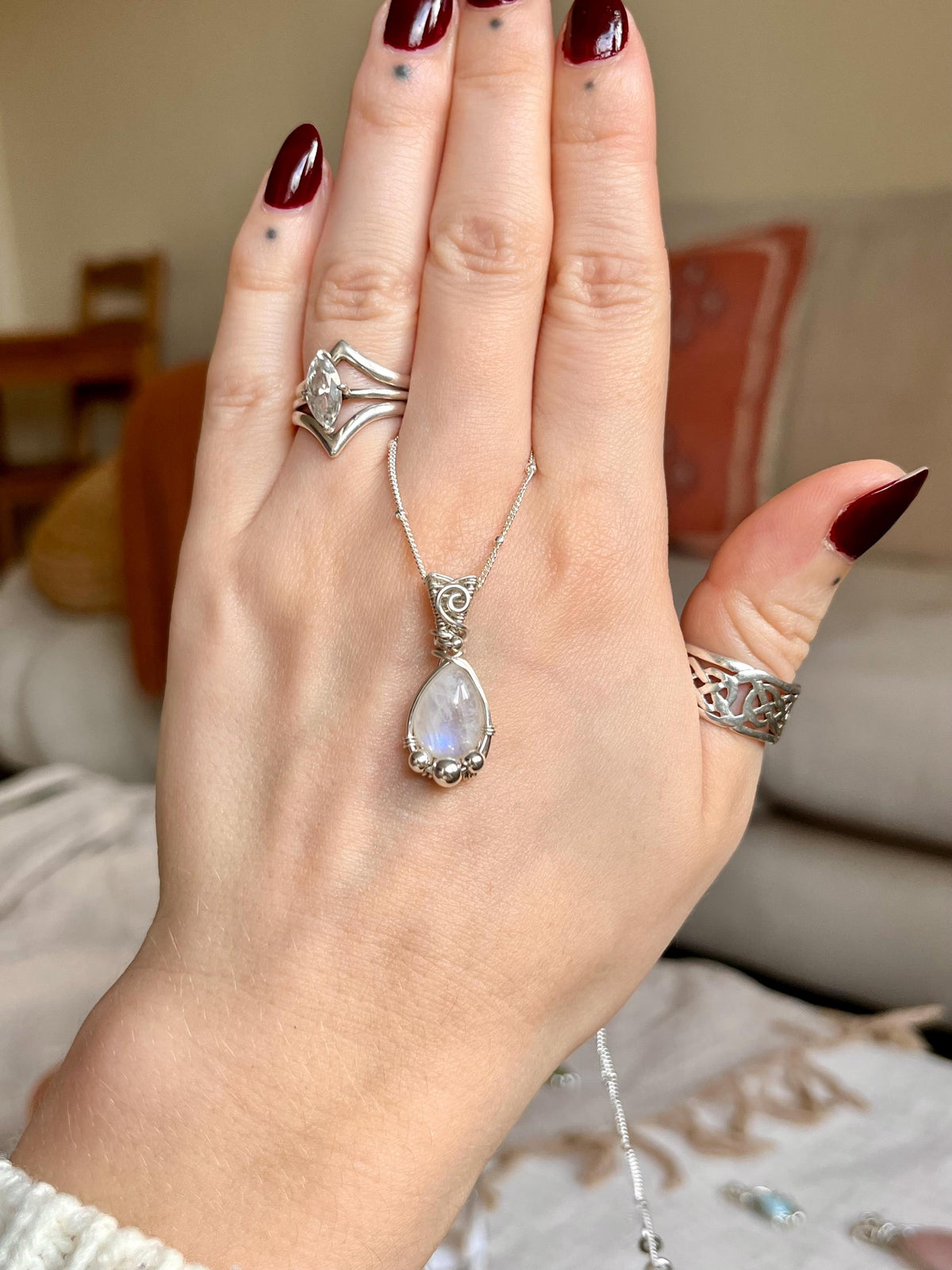 Moonstone Pendant Necklace | Handmade 925 Sterling Silver
