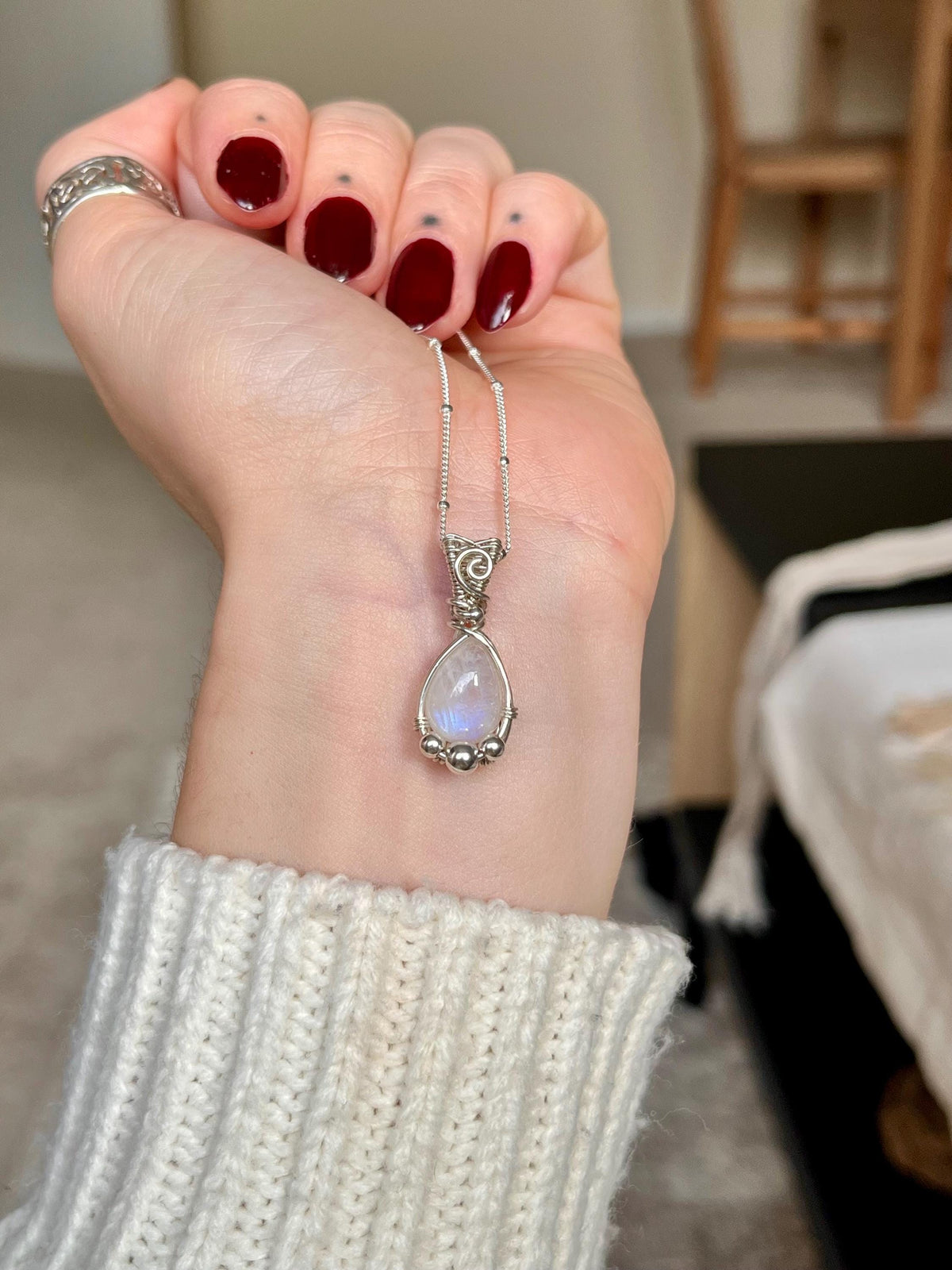 Moonstone Pendant Necklace | Handmade 925 Sterling Silver