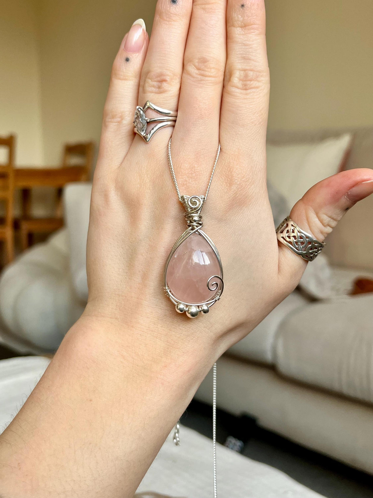 Rose Quartz Pendant Necklace