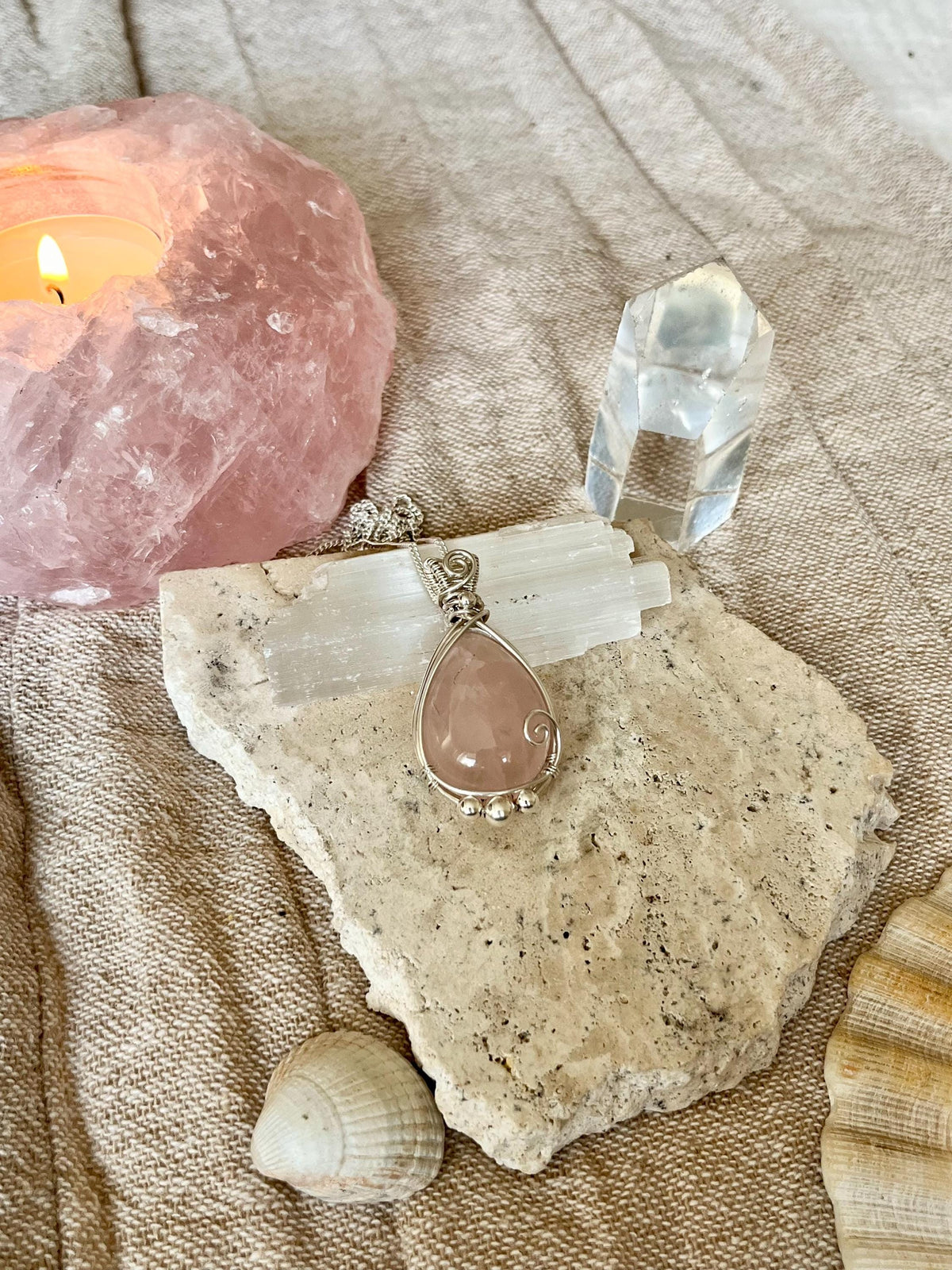 Rose Quartz Pendant Necklace