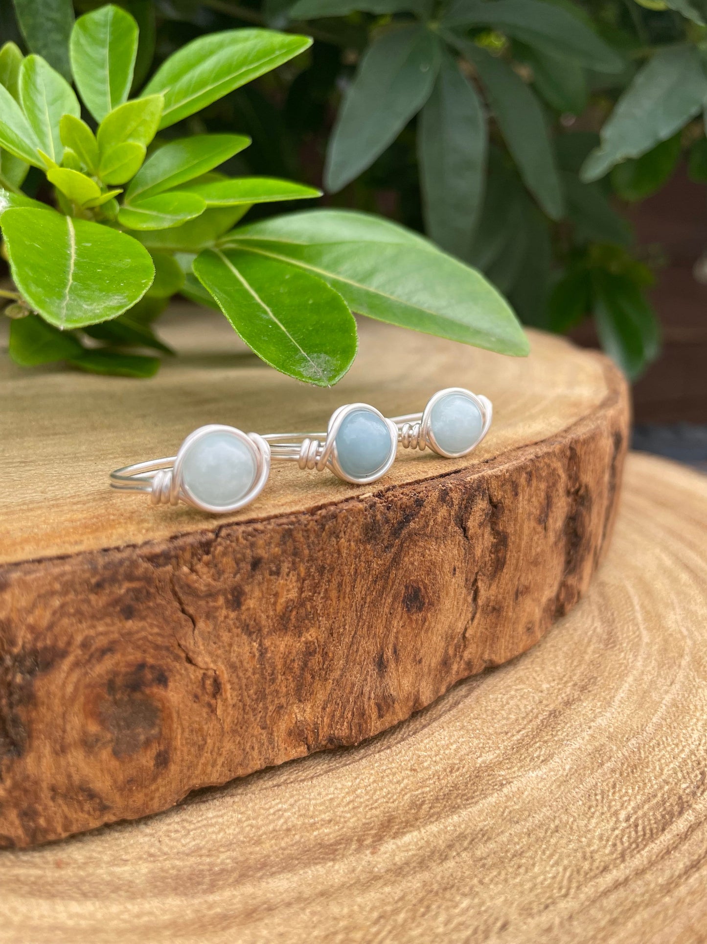 Sterling silver Aquamarine ring, wire wrapped, hippie boho style, gift for her
