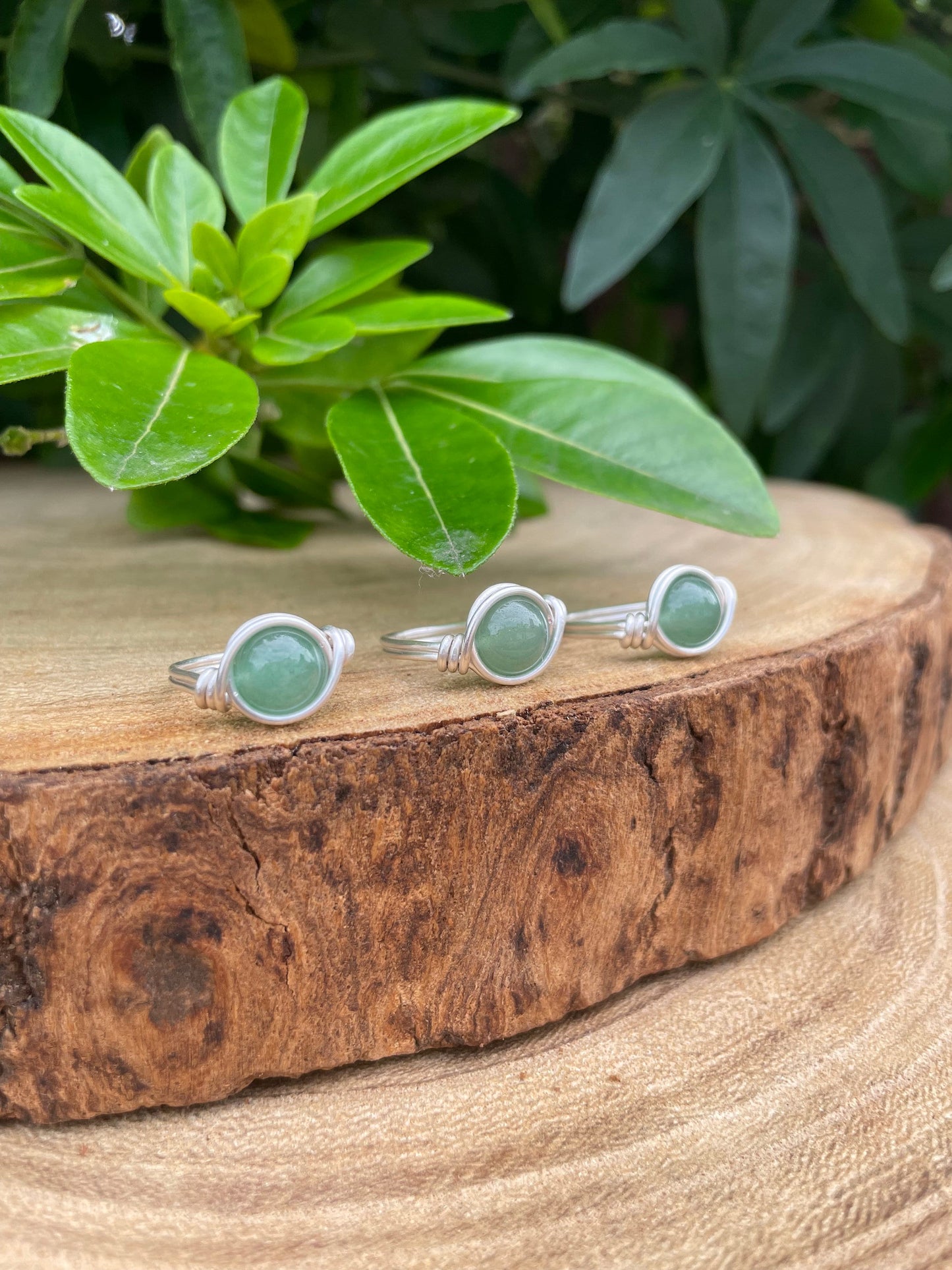 Aventurine ring in Sterling Silver, wire wrapped, Witchy Jewellery, boho style, gift for her