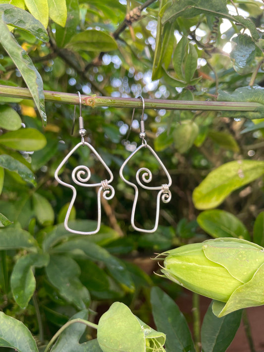 Sterling Silver mushroom earrings, hippie boho style, gift for her, fairy core