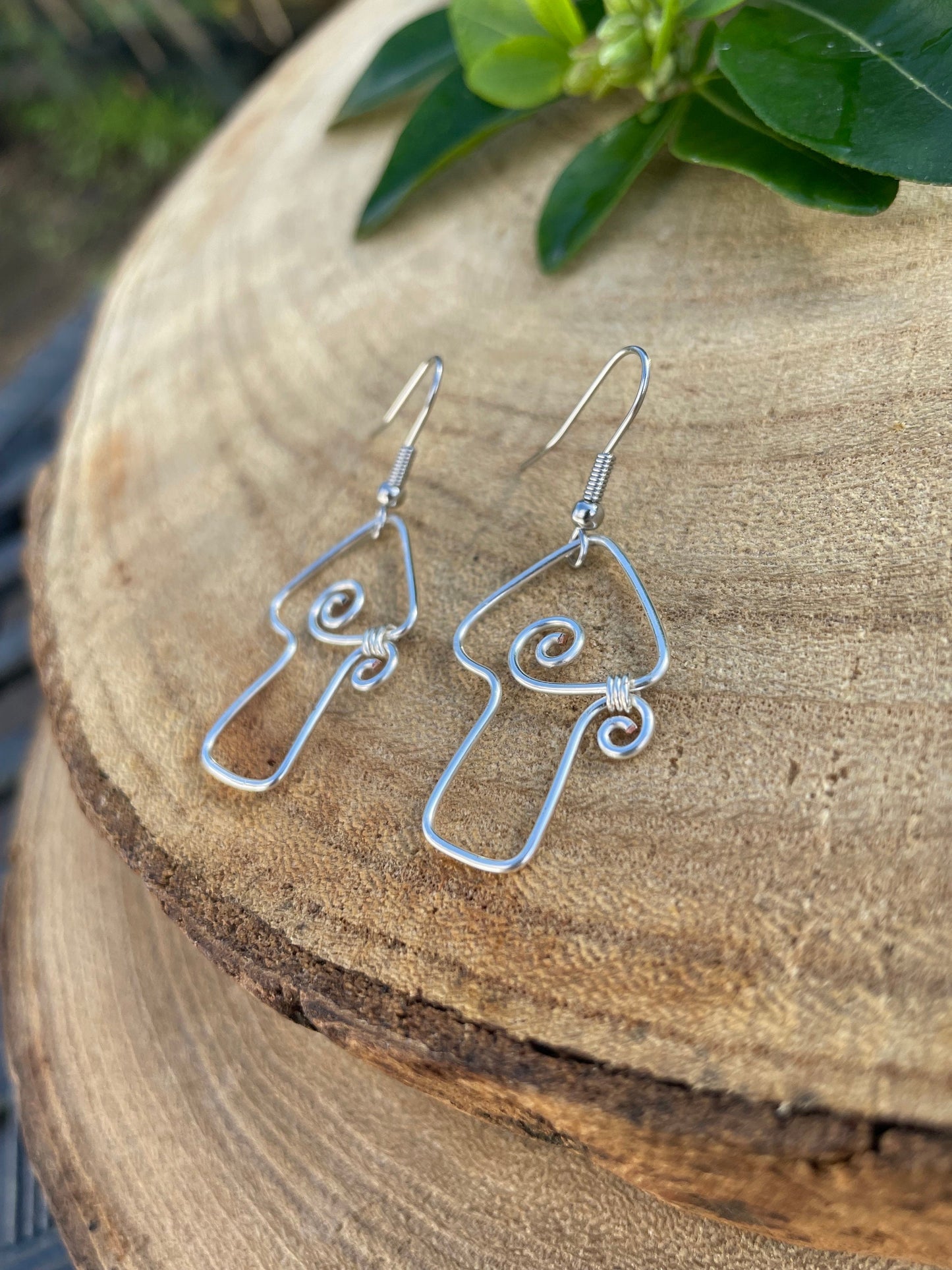 Sterling Silver mushroom earrings, hippie boho style, gift for her, fairy core