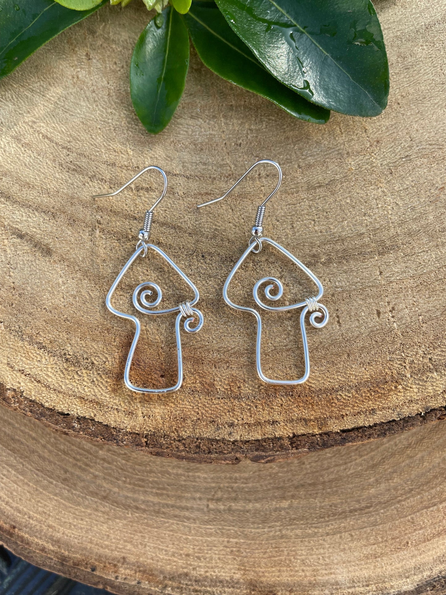 Sterling Silver mushroom earrings, hippie boho style, gift for her, fairy core