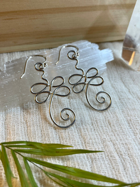 Sterling silver unalome earrings, meditation yoga, gift for her, spiritual boho style