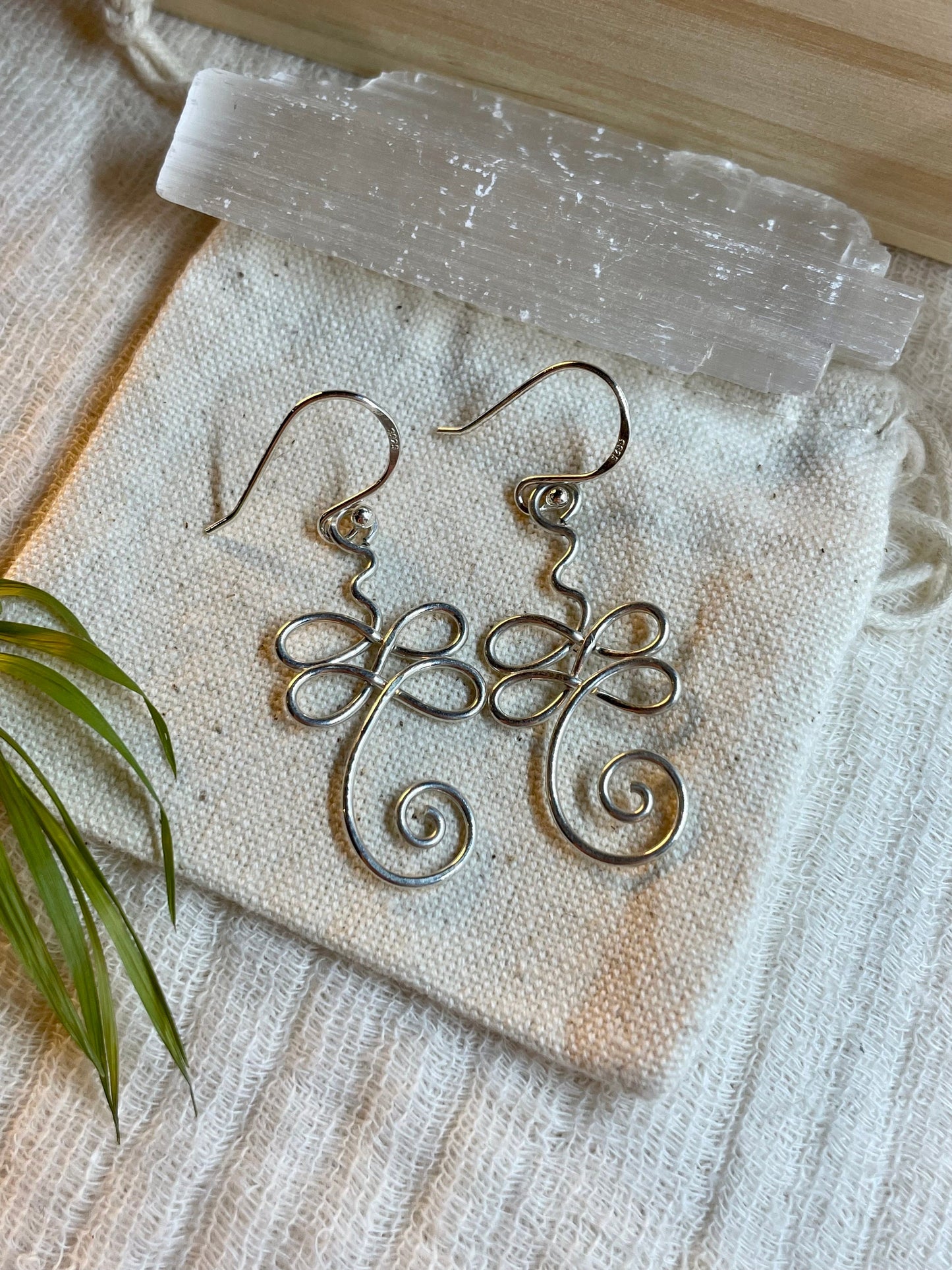 Sterling silver unalome earrings, meditation yoga, gift for her, spiritual boho style
