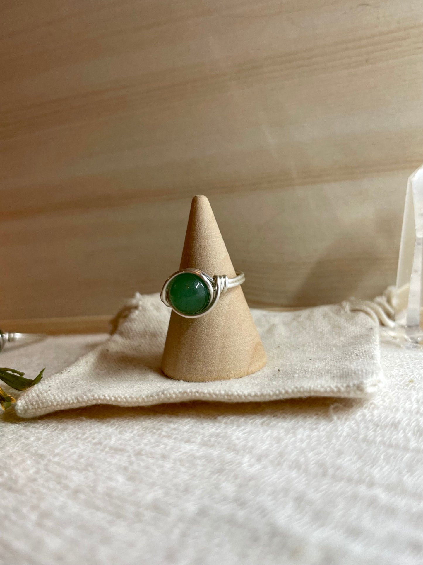 Aventurine ring in Sterling Silver, wire wrapped, Witchy Jewellery, boho style, gift for her
