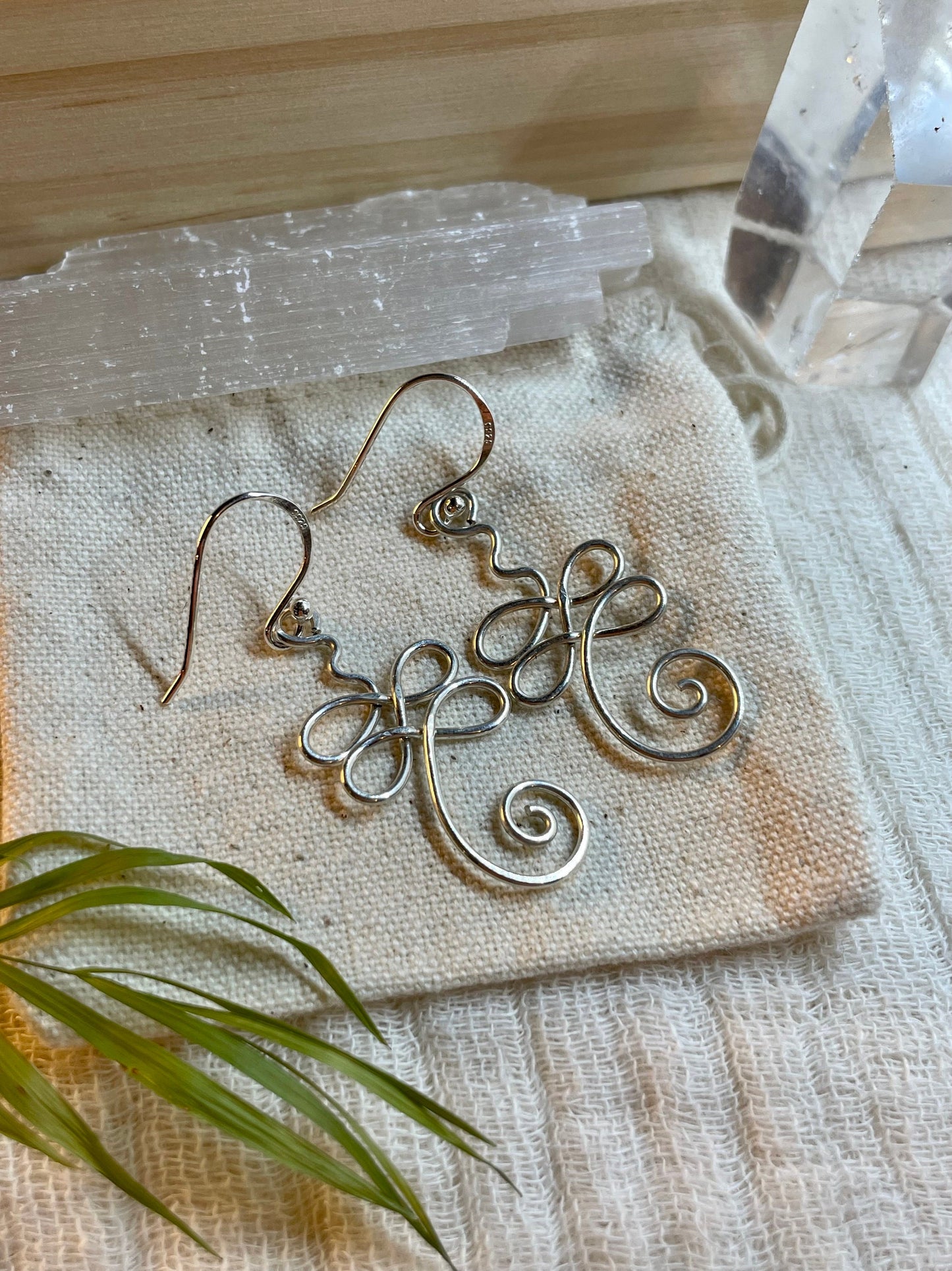 Sterling silver unalome earrings, meditation yoga, gift for her, spiritual boho style