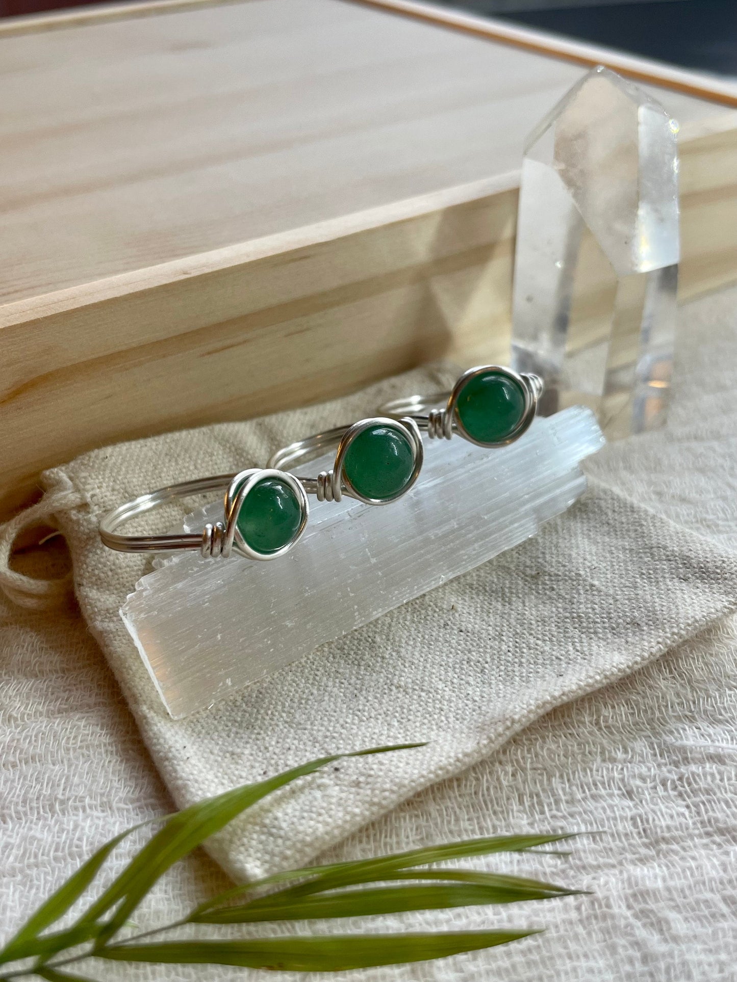 Aventurine ring in Sterling Silver, wire wrapped, Witchy Jewellery, boho style, gift for her