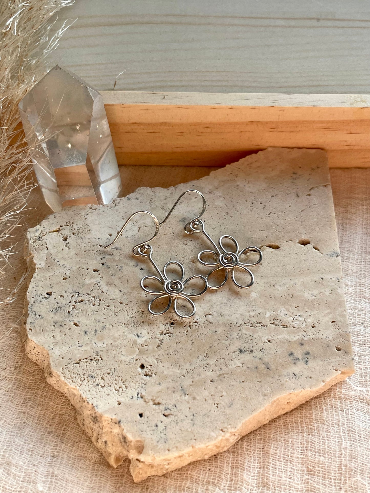 Sterling silver flower earrings, necklace and earrings gift set, Gift ideas for her