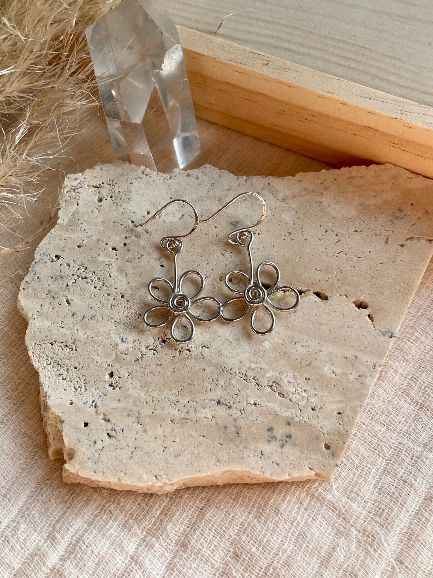 Sterling silver flower earrings, necklace and earrings gift set, Gift ideas for her