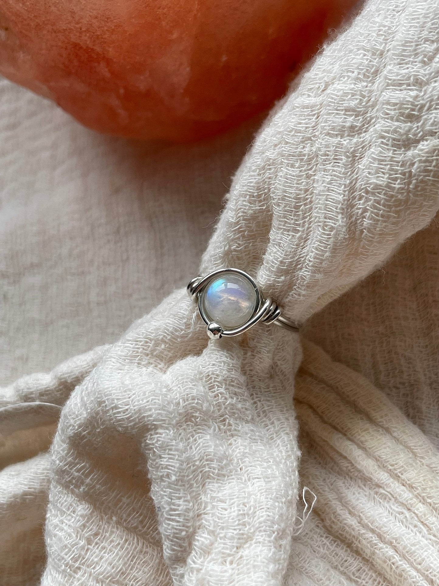 Rainbow Moonstone ring in Sterling Silver, Boho gift for her, June Birthstone