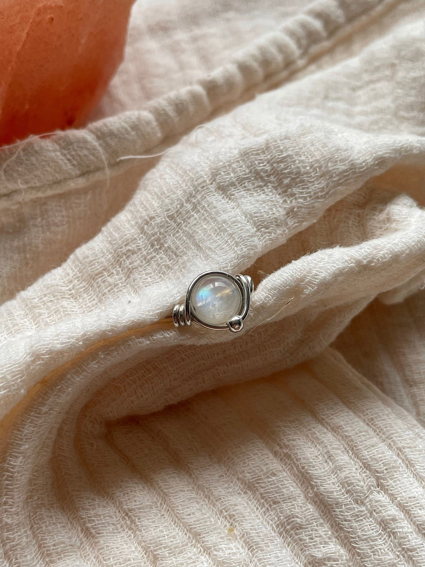 Rainbow Moonstone ring in Sterling Silver, Boho gift for her, June Birthstone