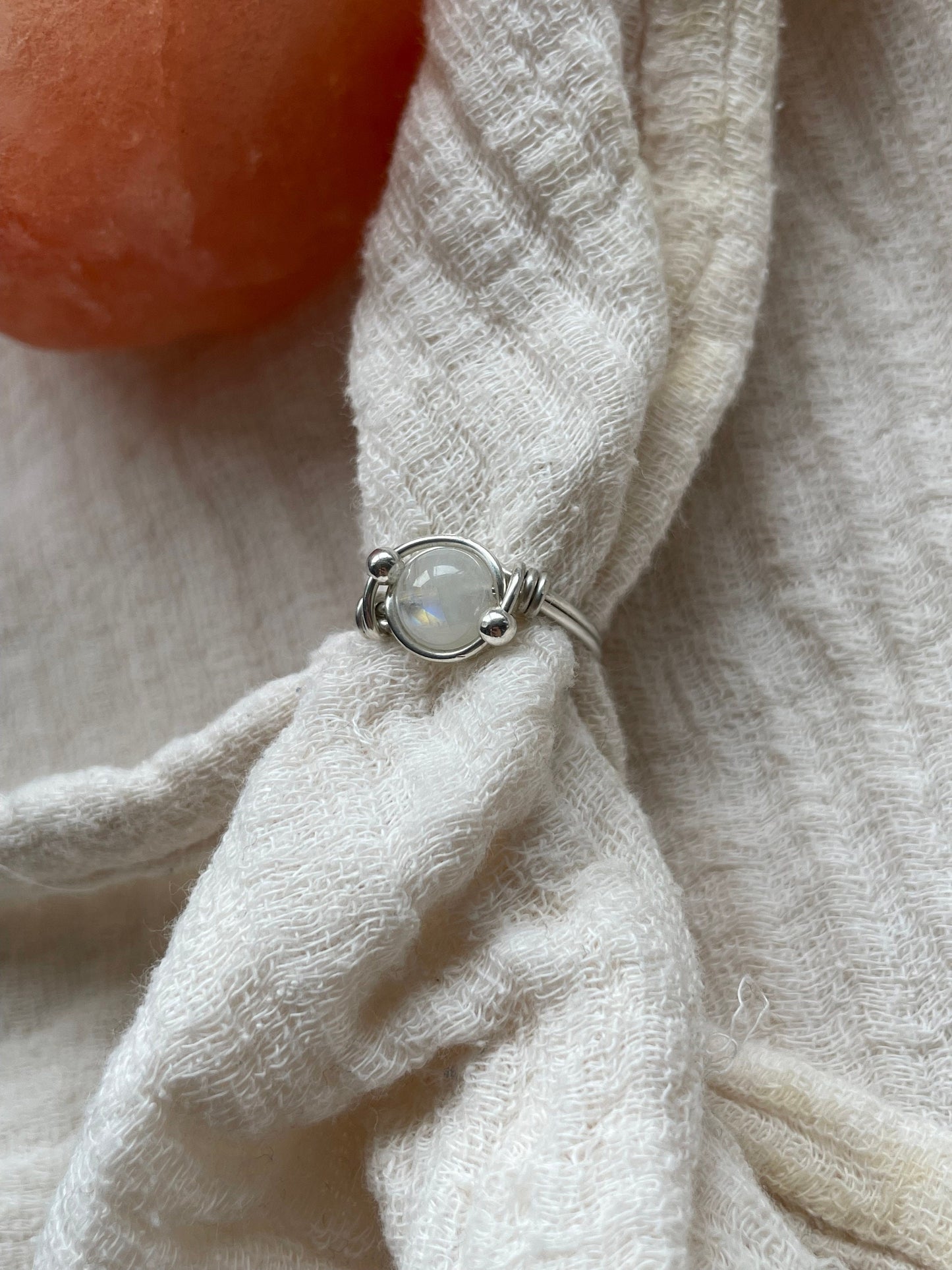 Rainbow Moonstone ring in Sterling Silver, Boho gift for her, June Birthstone