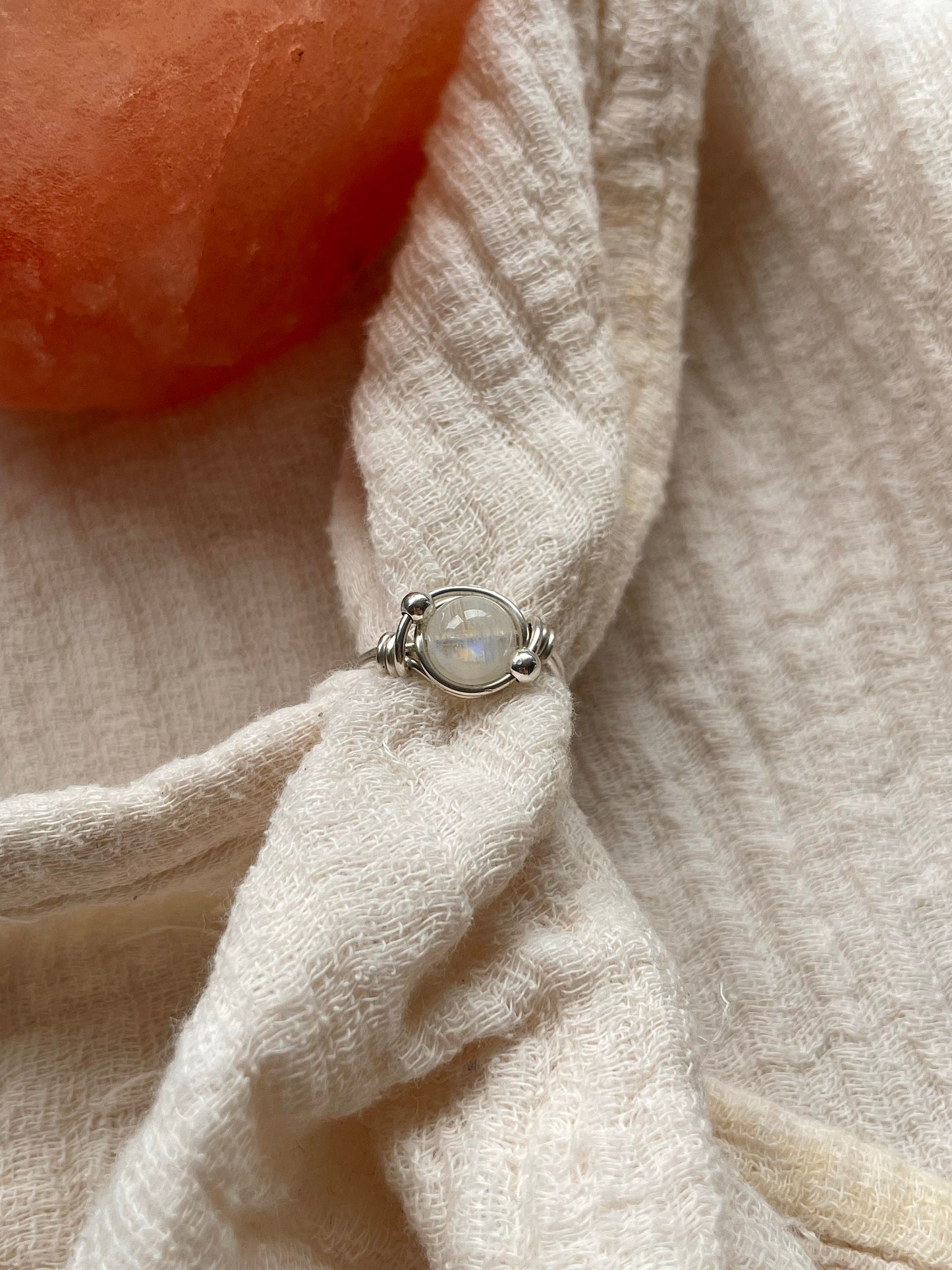 Rainbow Moonstone ring in Sterling Silver, Boho gift for her, June Birthstone