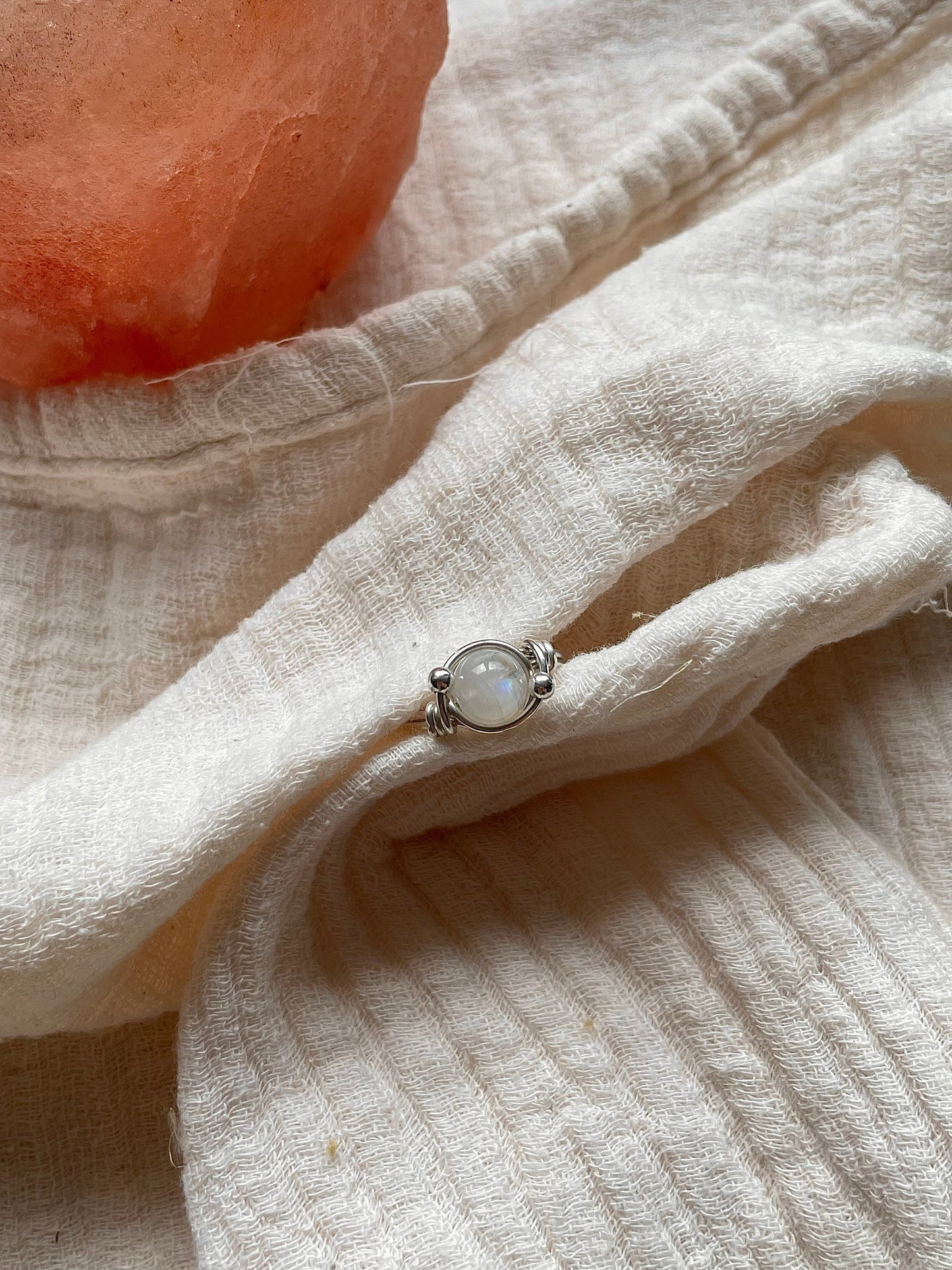 Rainbow Moonstone ring in Sterling Silver, Boho gift for her, June Birthstone