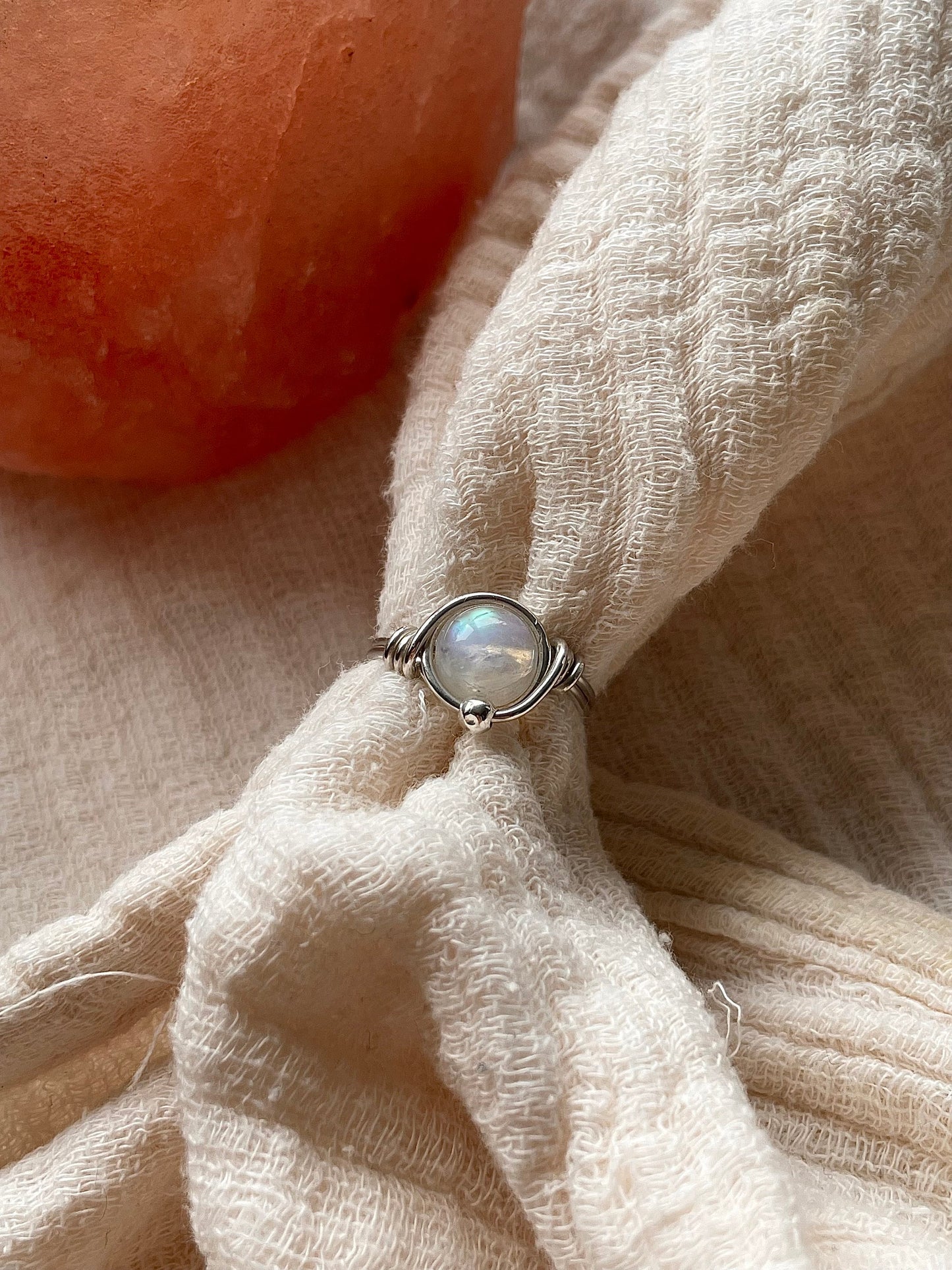 Rainbow Moonstone ring in Sterling Silver, Boho gift for her, June Birthstone
