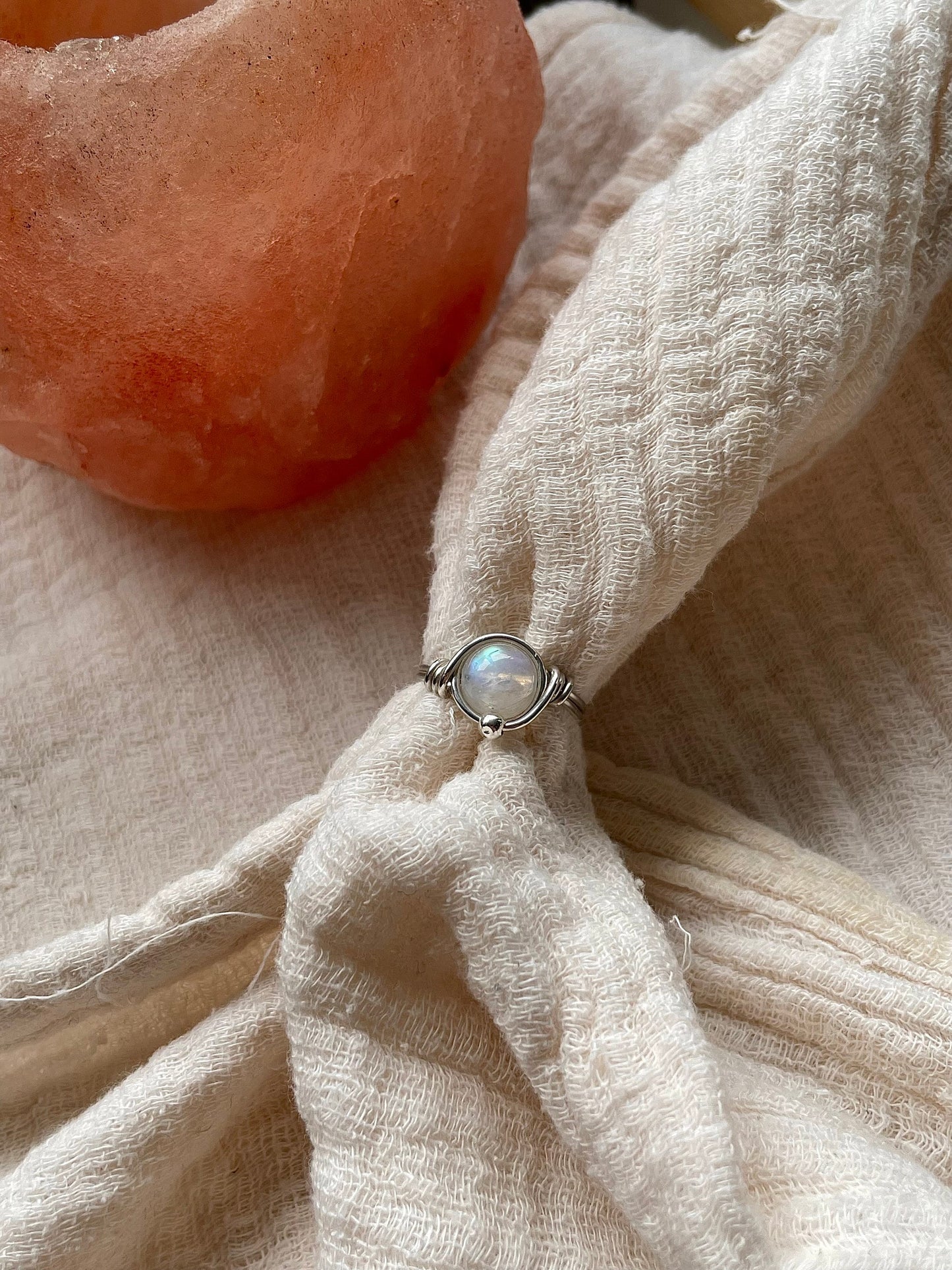 Rainbow Moonstone ring in Sterling Silver, Boho gift for her, June Birthstone
