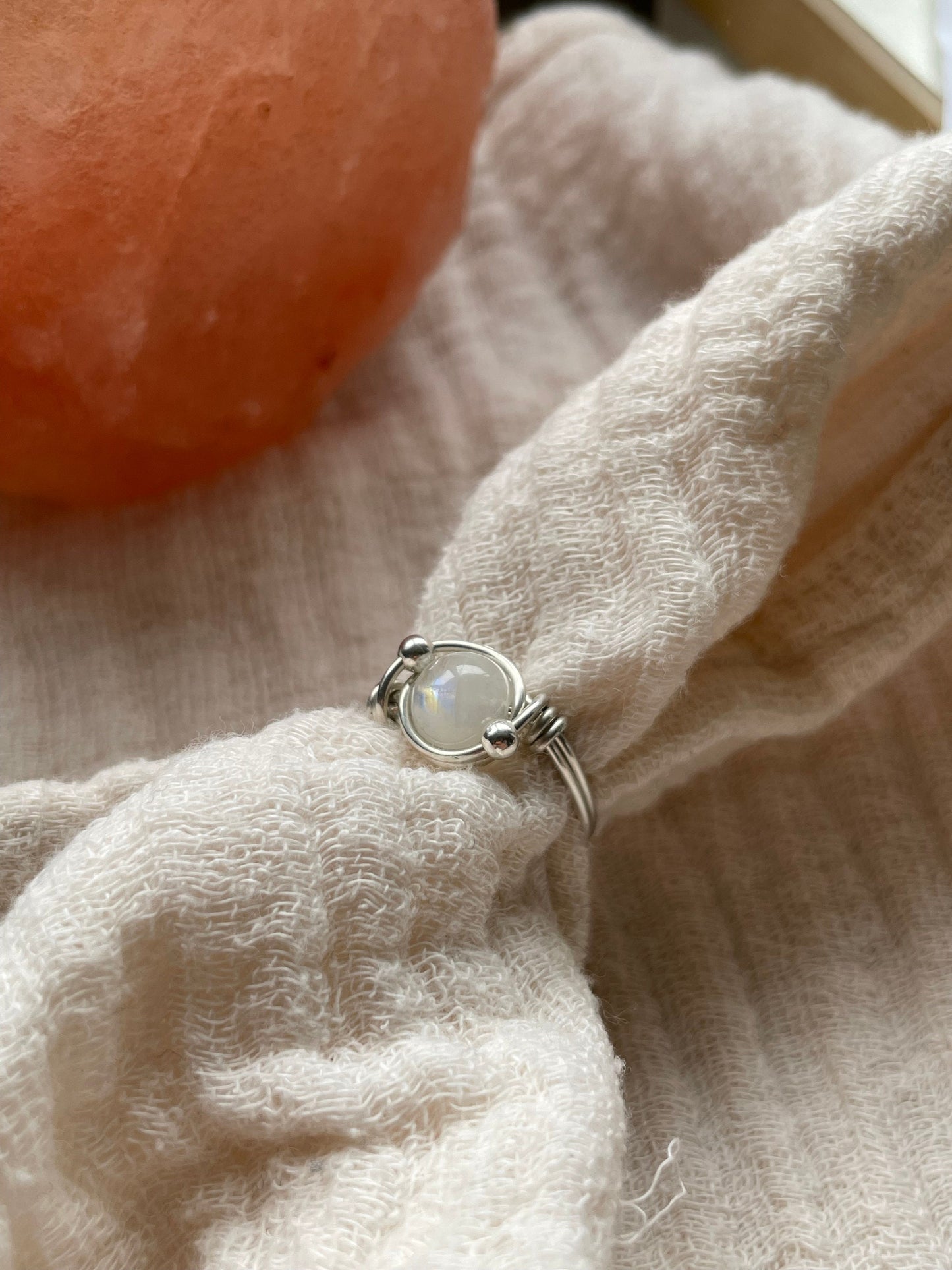 Rainbow Moonstone ring in Sterling Silver, Boho gift for her, June Birthstone