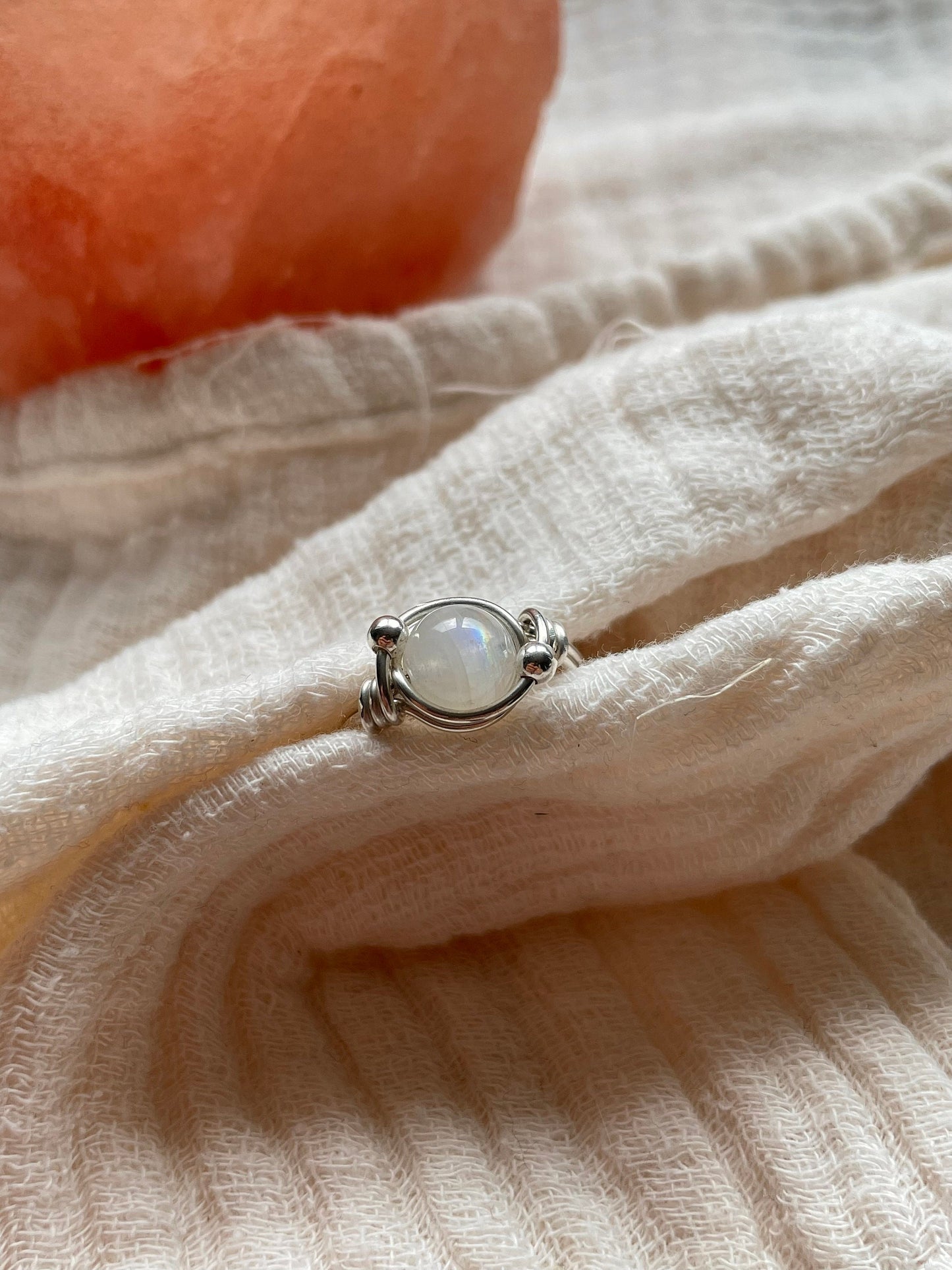 Rainbow Moonstone ring in Sterling Silver, Boho gift for her, June Birthstone